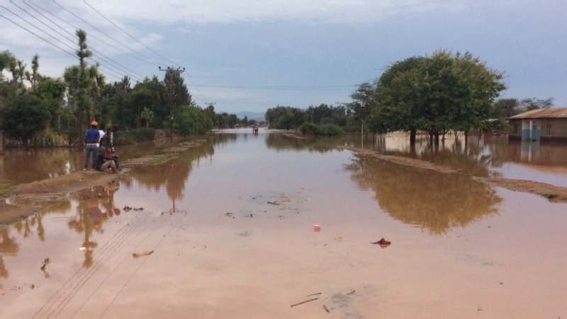 Blocked road by flooding